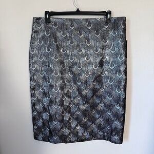 Worthington Silver Black Metallic Pencil Skirt 18W NWT